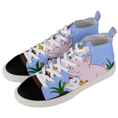 Friends Not Food - Cute Pig And Chicken Men s Mid-top Canvas Sneakers by Valentinaart