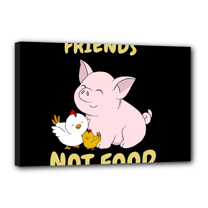 Friends Not Food - Cute Pig and Chicken Canvas 18  x 12 