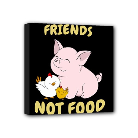 Friends Not Food - Cute Pig And Chicken Mini Canvas 4  X 4  by Valentinaart