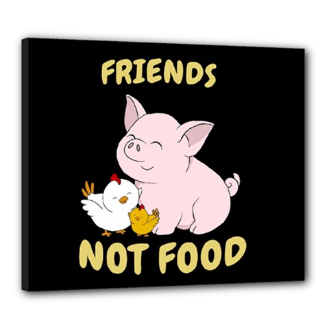 Friends Not Food - Cute Pig And Chicken Canvas 24  X 20  by Valentinaart