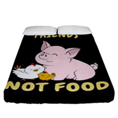 Friends Not Food - Cute Pig And Chicken Fitted Sheet (california King Size) by Valentinaart