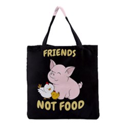 Friends Not Food - Cute Pig And Chicken Grocery Tote Bag by Valentinaart