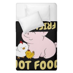 Friends Not Food - Cute Pig And Chicken Duvet Cover Double Side (single Size) by Valentinaart