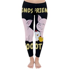 Friends Not Food - Cute Pig And Chicken Classic Winter Leggings by Valentinaart