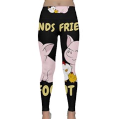 Friends Not Food - Cute Pig And Chicken Classic Yoga Leggings by Valentinaart