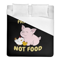 Friends Not Food - Cute Pig And Chicken Duvet Cover (full/ Double Size) by Valentinaart