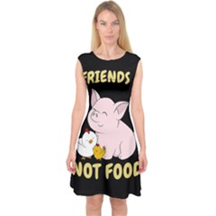 Friends Not Food - Cute Pig And Chicken Capsleeve Midi Dress by Valentinaart