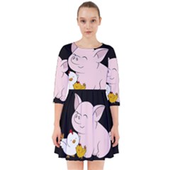 Friends Not Food - Cute Pig And Chicken Smock Dress by Valentinaart