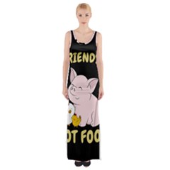 Friends Not Food - Cute Pig And Chicken Maxi Thigh Split Dress by Valentinaart