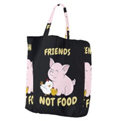 Friends Not Food - Cute Pig And Chicken Giant Grocery Zipper Tote by Valentinaart