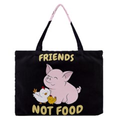 Friends Not Food - Cute Pig And Chicken Zipper Medium Tote Bag by Valentinaart