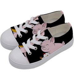 Friends Not Food - Cute Pig And Chicken Kids  Low Top Canvas Sneakers