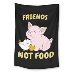 Friends Not Food - Cute Pig And Chicken Large Tapestry by Valentinaart