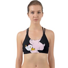 Friends Not Food - Cute Pig And Chicken Back Web Sports Bra