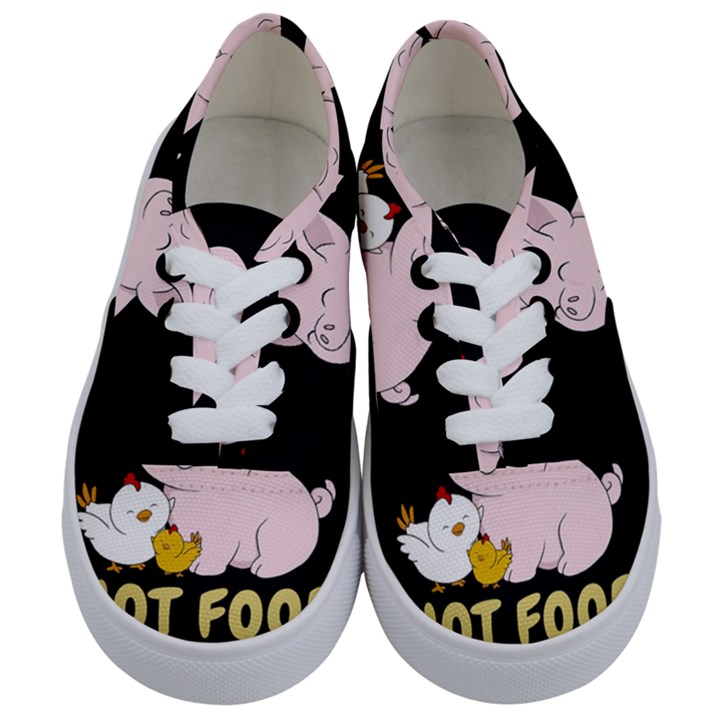 Friends Not Food - Cute Pig and Chicken Kids  Classic Low Top Sneakers