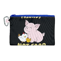 Friends Not Food - Cute Pig And Chicken Canvas Cosmetic Bag (large)