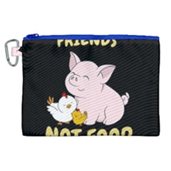 Friends Not Food - Cute Pig And Chicken Canvas Cosmetic Bag (xl) by Valentinaart