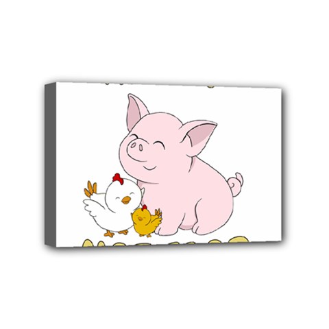 Friends Not Food - Cute Pig and Chicken Mini Canvas 6  x 4 