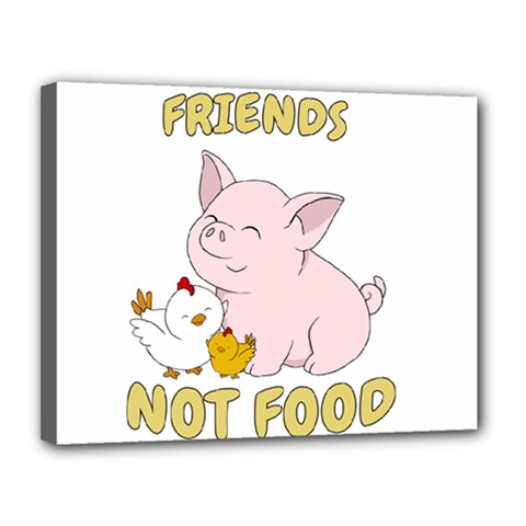 Friends Not Food - Cute Pig and Chicken Canvas 14  x 11 