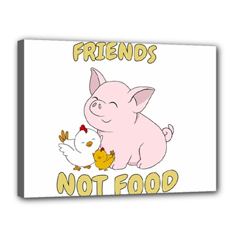 Friends Not Food - Cute Pig and Chicken Canvas 16  x 12 