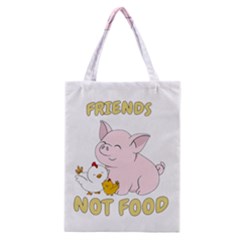 Friends Not Food - Cute Pig and Chicken Classic Tote Bag