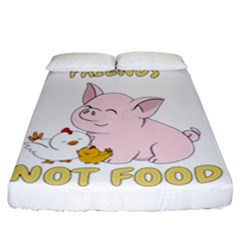 Friends Not Food - Cute Pig And Chicken Fitted Sheet (california King Size) by Valentinaart