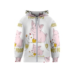 Friends Not Food - Cute Pig and Chicken Kids  Zipper Hoodie