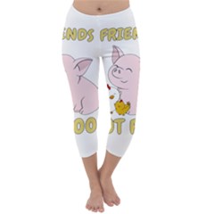 Friends Not Food - Cute Pig and Chicken Capri Winter Leggings 