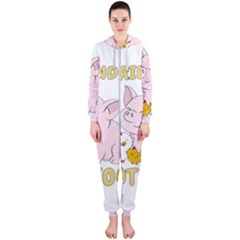 Friends Not Food - Cute Pig and Chicken Hooded Jumpsuit (Ladies) 