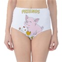 Friends Not Food - Cute Pig and Chicken High-Waist Bikini Bottoms View1