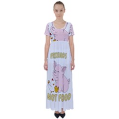 Friends Not Food - Cute Pig And Chicken High Waist Short Sleeve Maxi Dress