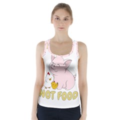 Friends Not Food - Cute Pig and Chicken Racer Back Sports Top