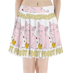 Friends Not Food - Cute Pig and Chicken Pleated Mini Skirt