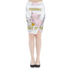 Friends Not Food - Cute Pig and Chicken Midi Wrap Pencil Skirt