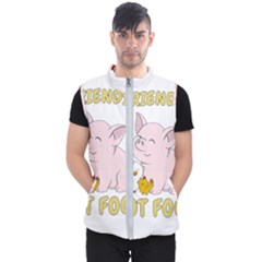 Friends Not Food - Cute Pig and Chicken Men s Puffer Vest