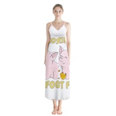 Friends Not Food - Cute Pig And Chicken Button Up Chiffon Maxi Dress by Valentinaart