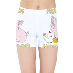 Friends Not Food - Cute Pig and Chicken Kids Sports Shorts