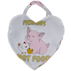 Friends Not Food - Cute Pig And Chicken Giant Heart Shaped Tote by Valentinaart