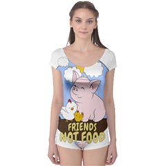 Friends Not Food - Cute Pig And Chicken Boyleg Leotard  by Valentinaart