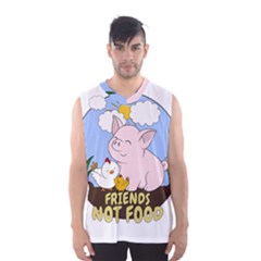 Friends Not Food - Cute Pig And Chicken Men s Basketball Tank Top by Valentinaart