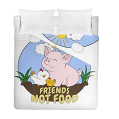 Friends Not Food - Cute Pig And Chicken Duvet Cover Double Side (full/ Double Size) by Valentinaart