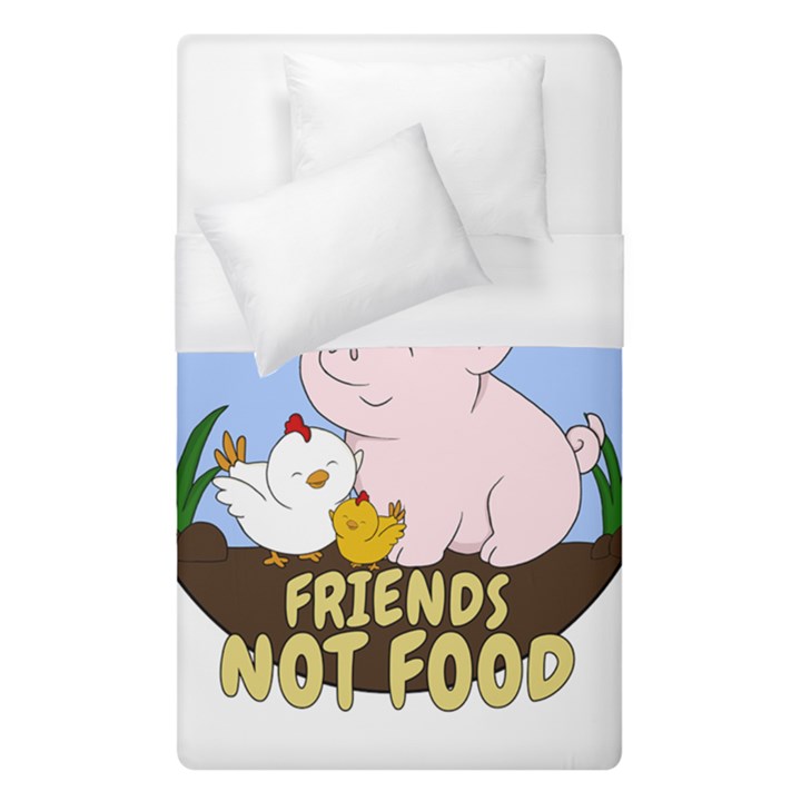 Friends Not Food - Cute Pig and Chicken Duvet Cover (Single Size)