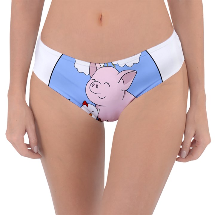 Friends Not Food - Cute Pig and Chicken Reversible Classic Bikini Bottoms