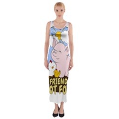 Friends Not Food - Cute Pig And Chicken Fitted Maxi Dress