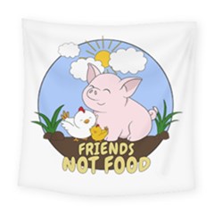 Friends Not Food - Cute Pig And Chicken Square Tapestry (large) by Valentinaart