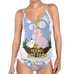 Friends Not Food - Cute Pig And Chicken Tankini Set by Valentinaart