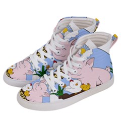 Friends Not Food - Cute Pig And Chicken Women s Hi-top Skate Sneakers