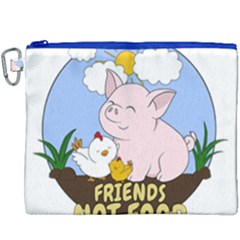 Friends Not Food - Cute Pig And Chicken Canvas Cosmetic Bag (xxxl) by Valentinaart