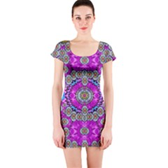 Spring Time In Colors And Decorative Fantasy Bloom Short Sleeve Bodycon Dress by pepitasart