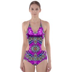 Spring Time In Colors And Decorative Fantasy Bloom Cut-out One Piece Swimsuit by pepitasart